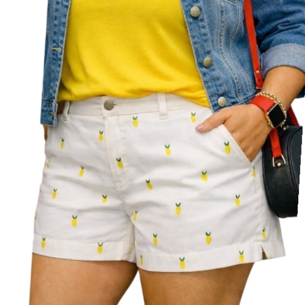 target merona plus size cotton shorts white yellow lemon green 16
